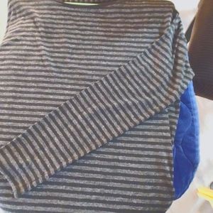 Loft Long Sleeve very soft top. Gray and black stripes.